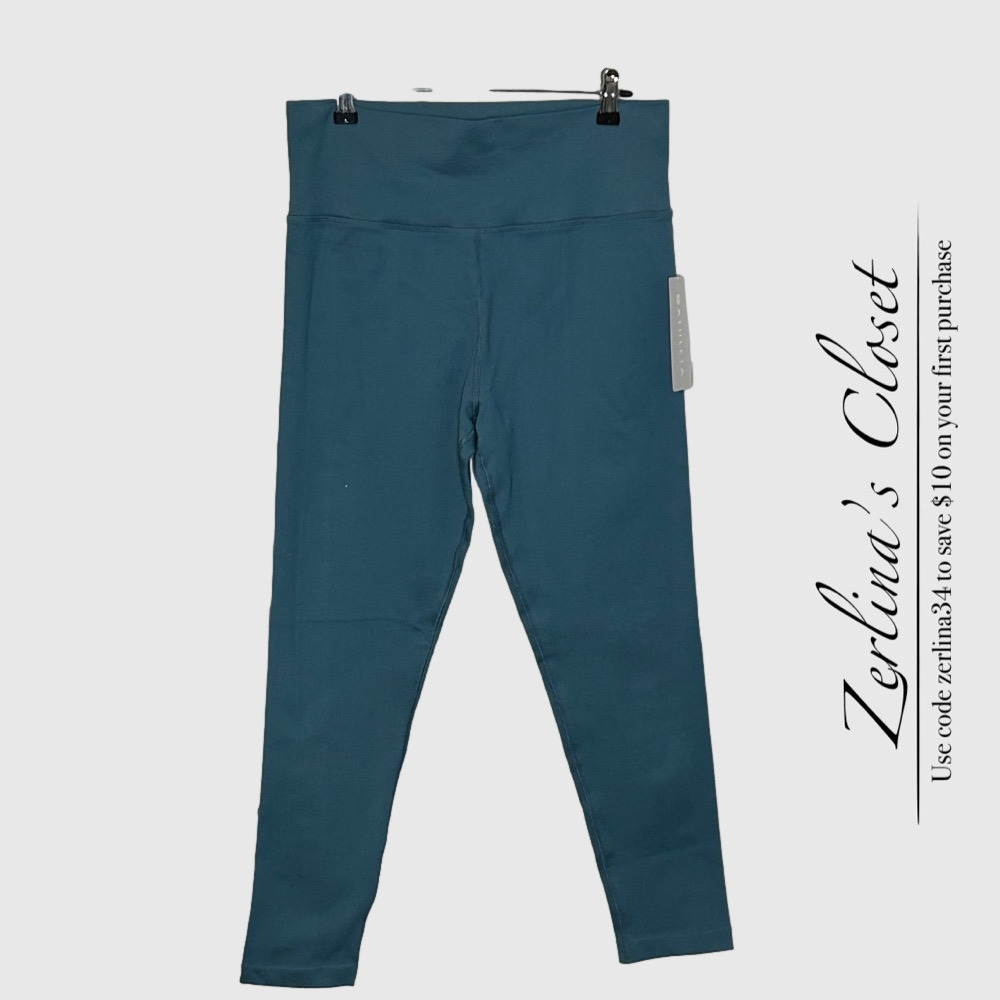 Athleta Aurora Ribbed Seamless Leggings Teal XL - Picture 4 of 9
